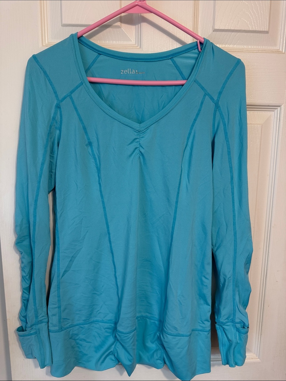 Zella Teal V-Neck Long-Sleeve Active Top